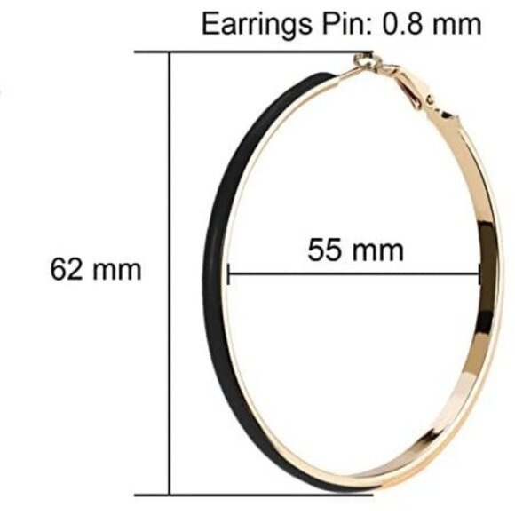 Women’s Big Enamel Hoop Earrings with Rose Gold Tone Plated, Nickel-free Stainle - Picture 2 of 10